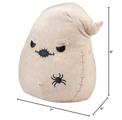 Squishmallows Oogie Boogie 8-inch with child, great for bedtime snuggles.