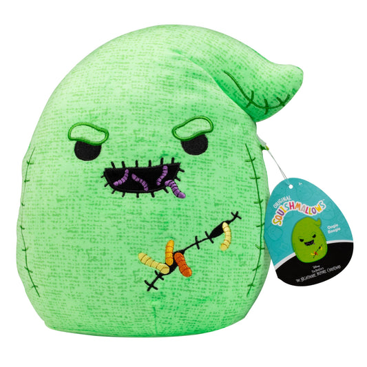 Squishmallows Oogie Boogie face close-up, ultra-soft cuddle buddy for playtime and bedtime