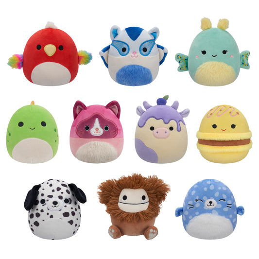 Squishmallows Seanster Stegosaurus plush for travel cuddles and bedtime comfort.