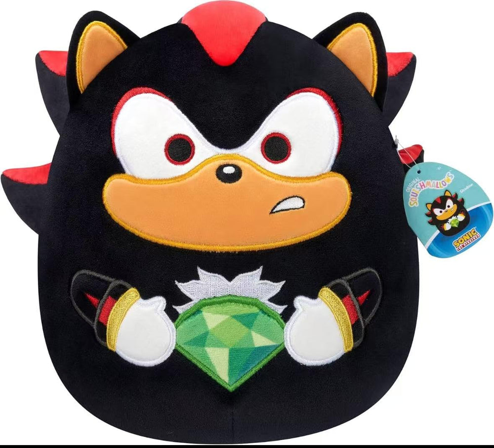 Squishmallows Sonic Shadow 8-inch plush face detail for cuddling and display.