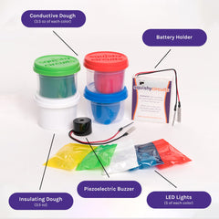 Squishy Circuits conductive dough jar for safe, hands-on circuit building.