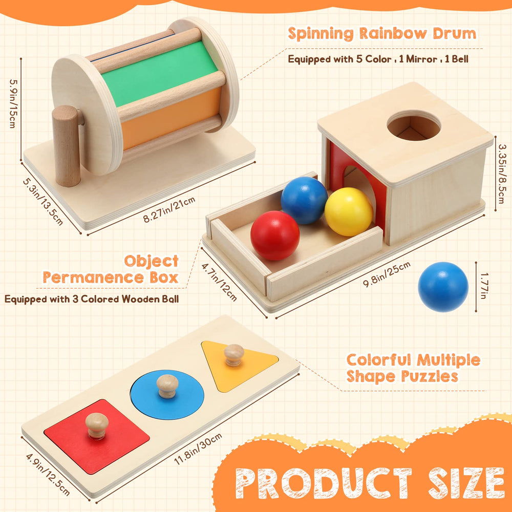 Sratte object permanence box with wooden tray and colored beads