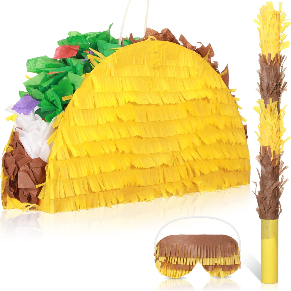 Sratte Taco Piñata decor serves as a colorful centerpiece for festive celebrations.