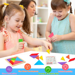 SRENJU SINU Tangram puzzle with bright colors sparks creative problem solving during play.