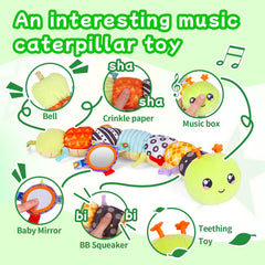 SRICH plush caterpillar includes safety mirror to boost self-awareness during play.