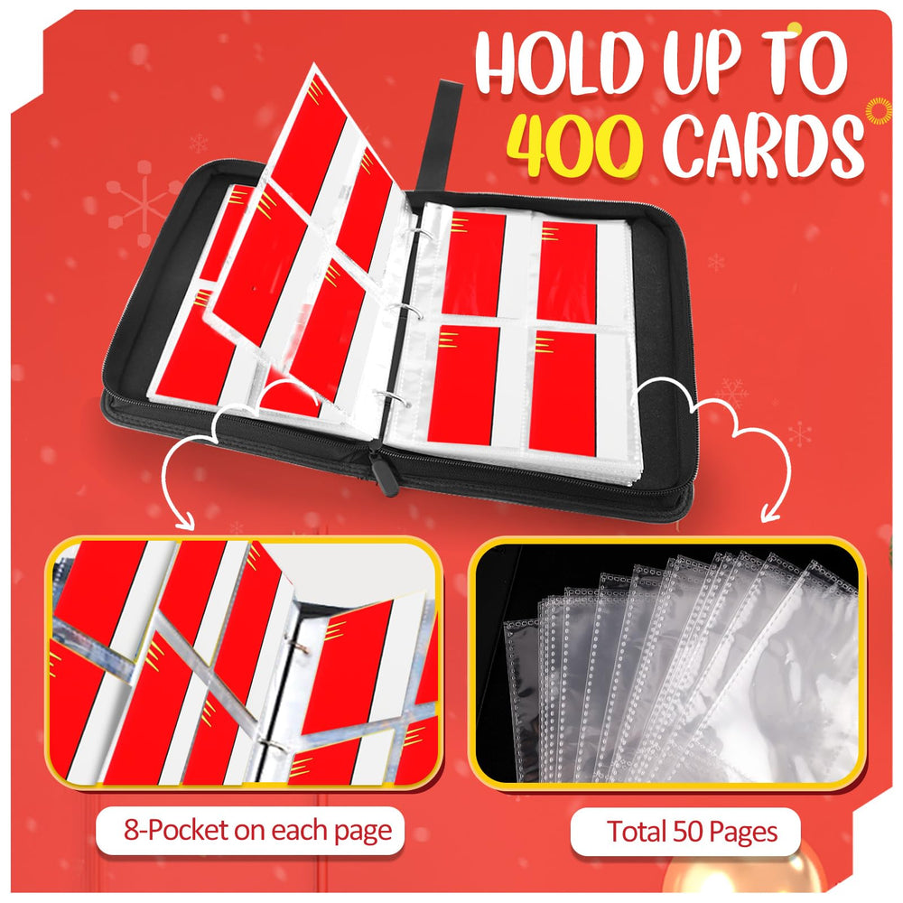 SRISE binder holds 400 cards, great for comprehensive collections and easy transport.