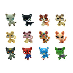 SRJLPS cat-pack-dog collection figurines 3: colorful mini figures for kids' gifts.