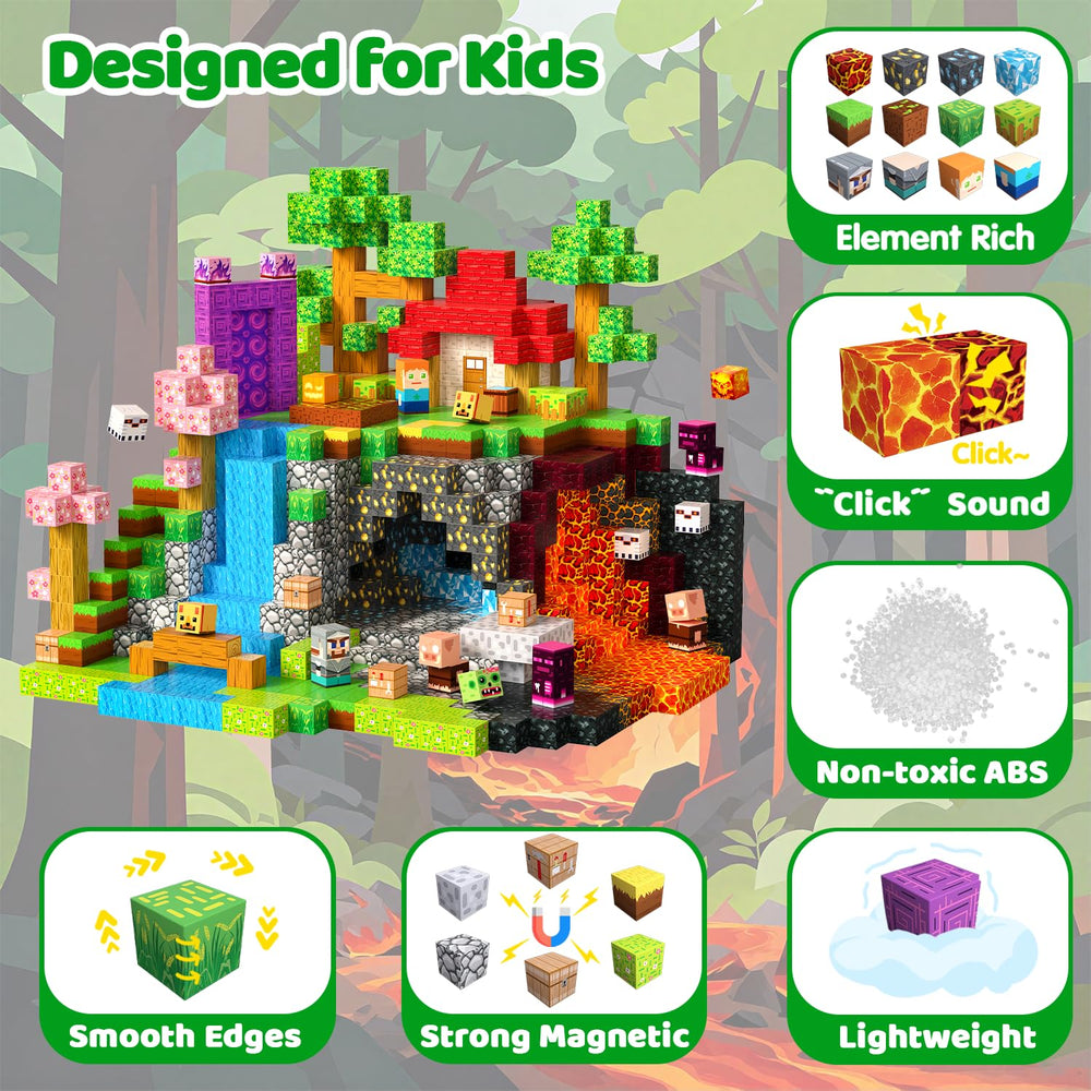 SSAWER colorful ABS magnetic blocks closeup show durable, safe material for ages 3 and up.