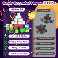 SSAWER blocks pictured as kids build creative structures, boosting fine motor skills.