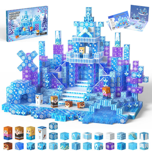 SSAWER Magnetic Blocks form a snowy castle for imaginative play
