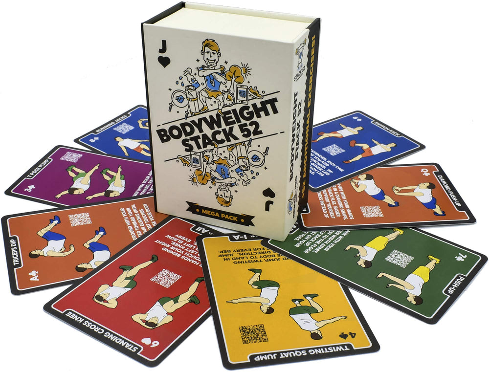 Stack 52 bodyweight exercise cards front view for easy start