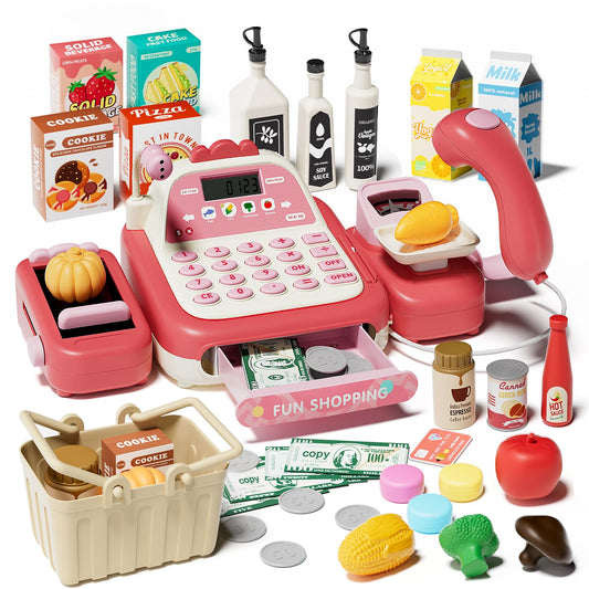 STACTCUTE cash register toy with real calculator for interactive math play.