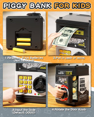 STACTCUTE piggy bank ATM-style slot with interactive money intake.