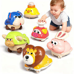 STACTCUTE press-and-go cars with six colorful animals for active toddler play.