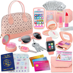 Star Princess play purse with pink handbag for imaginative dress-up and pretend shopping.