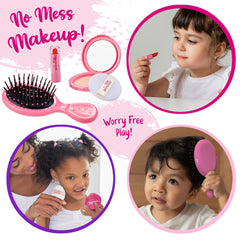 Star Princess pink compact powder in purse hints at realistic, mess-free pretend makeup.