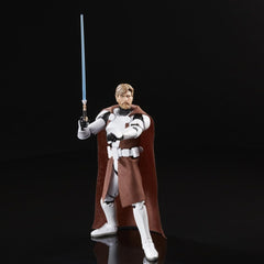 STAR WARS Black Series Clone Commander Obi-Wan Kenobi on stand for secure display.