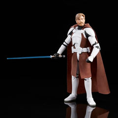 STAR WARS Black Series Clone Commander Obi-Wan Kenobi dynamic pose ready for action display.