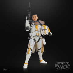Star Wars The Black Series Clone Lieutenant Galle removable helmet for immersive display.