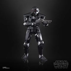 STAR WARS The Black Series Dark Trooper figure on shelf for collectors.