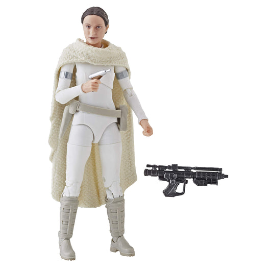 Star Wars The Black Series Padme Amidala 6-inch figure posing with blaster for display