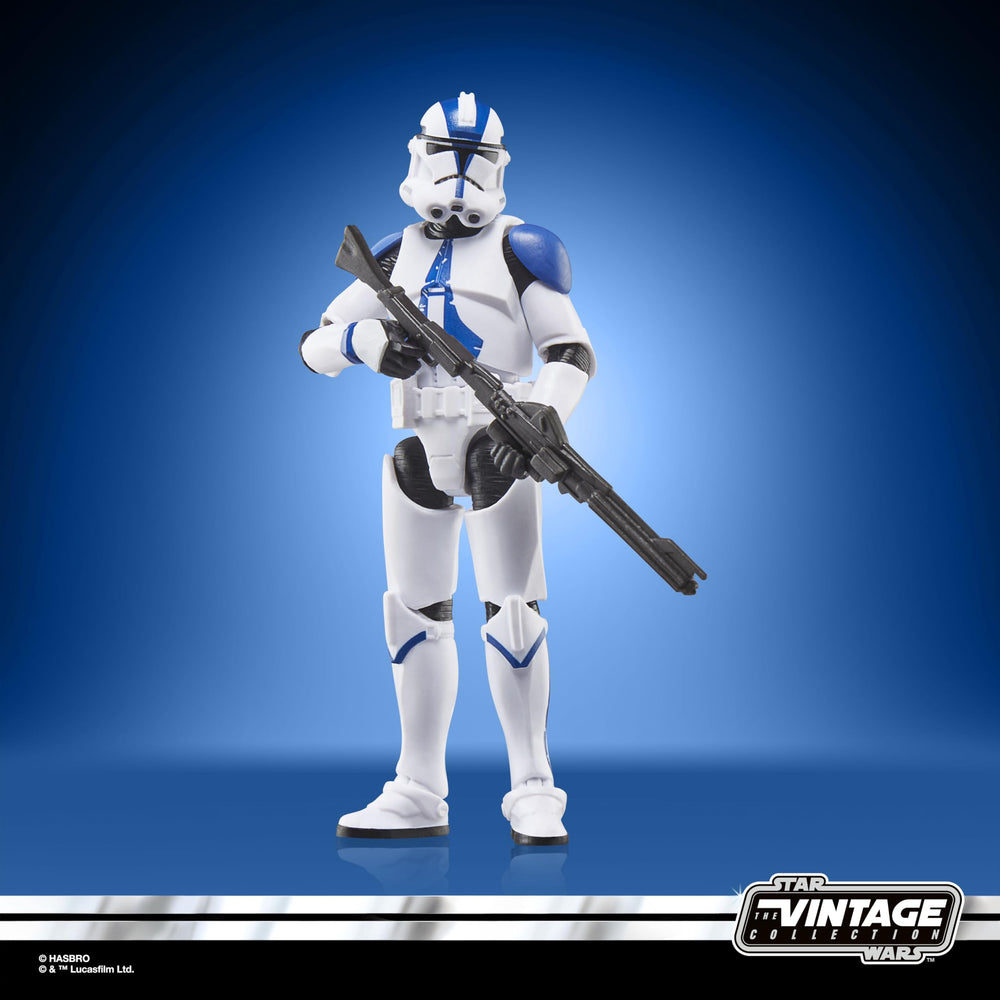 STAR WARS The Vintage Collection Clone Trooper 501st short blaster included for action.