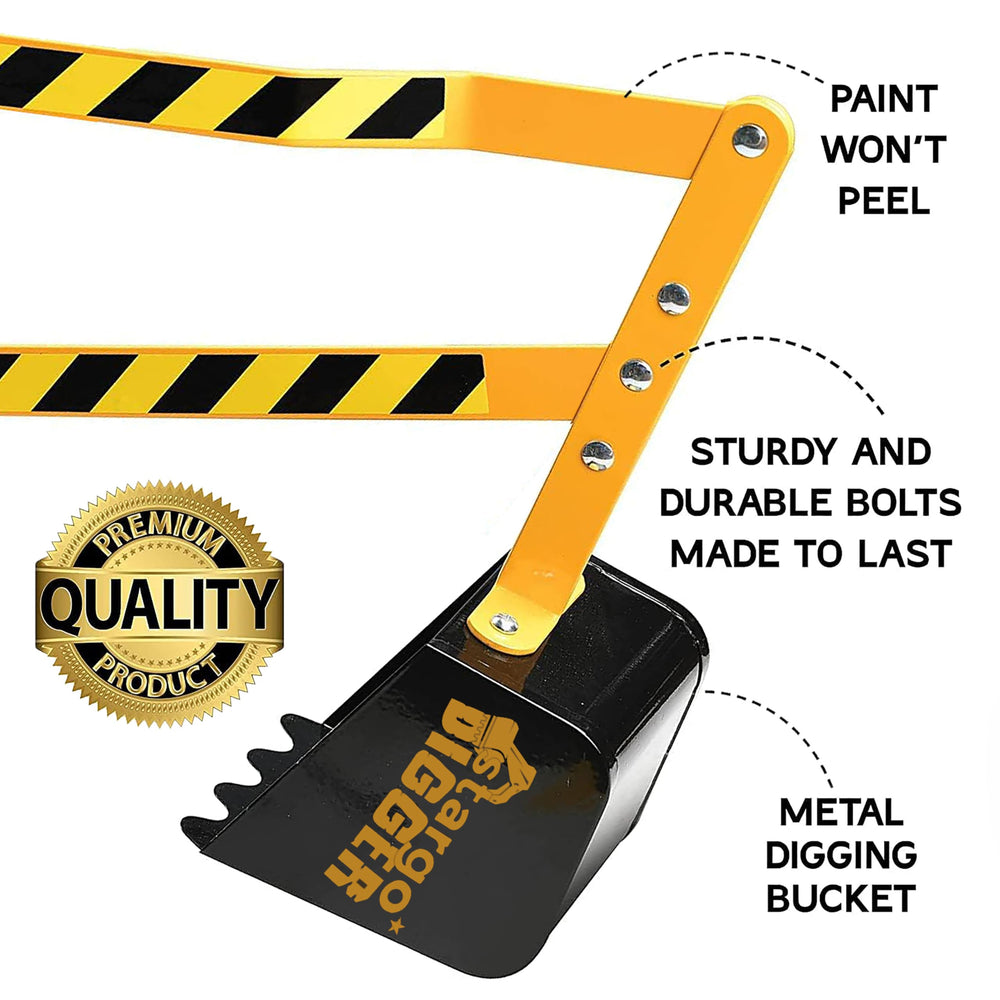 Stargo excavator toy on wheels digging action for kids.
