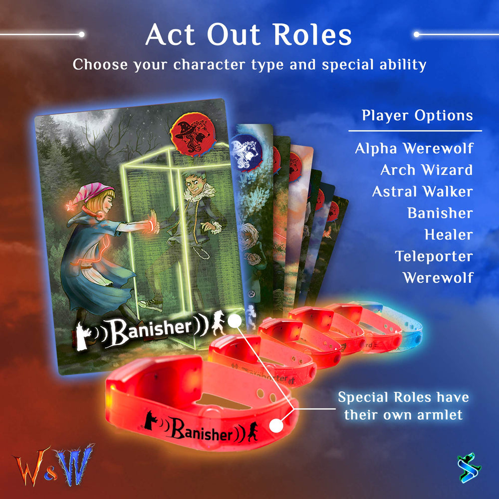 Starlux Games Wizards & Werewolves batteries included for rapid glow.
