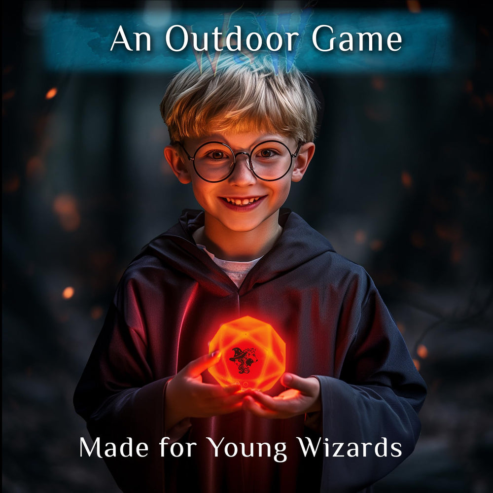 Starlux Games Wizards & Werewolves glow crystals illuminate late-night quests outdoors.