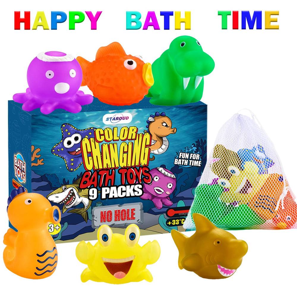 Staroud color-changing sea creature turtle toy creates colorful bath time moments.
