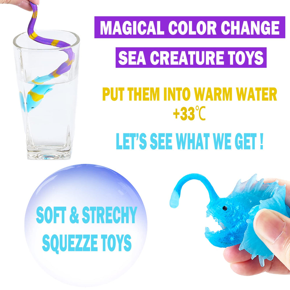 Staroud glow-in-the-dark sea creatures illuminate bath play after dark