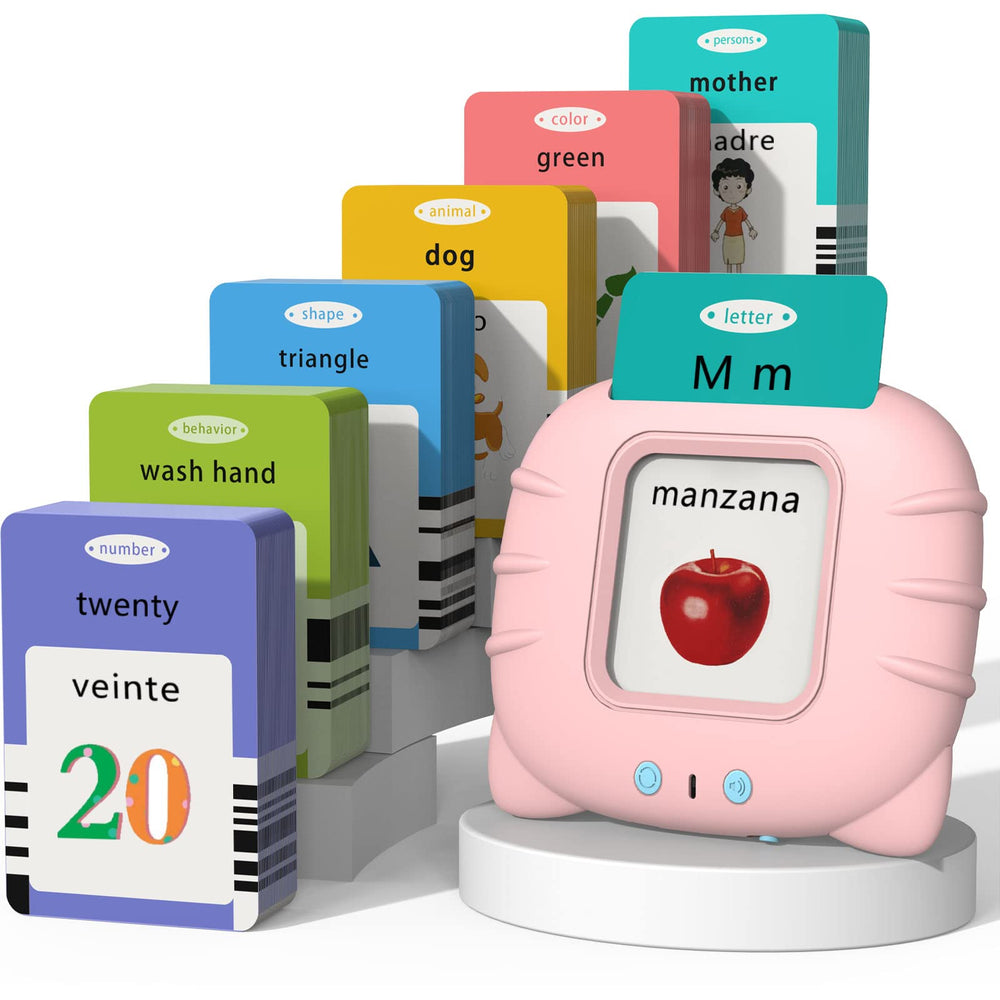Startcan bilingual flash cards reading session builds early vocabulary in English and Spanish.