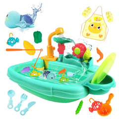 STBEIMEIMY kids play sink with running water for imaginative kitchen play and coordination.