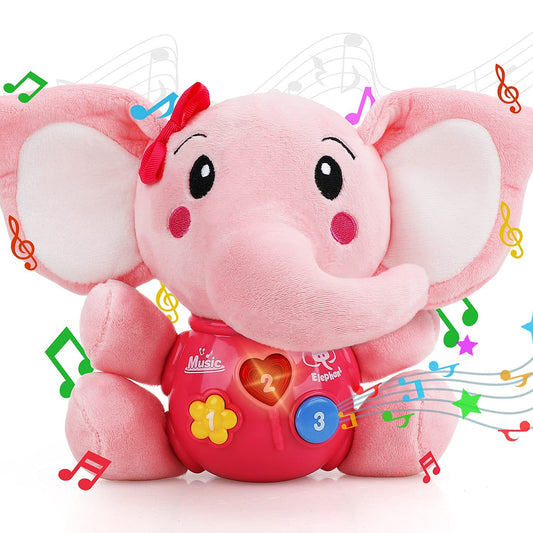 STEAM Life plush elephant pink toy with ultra-soft fabric for soothing baby play