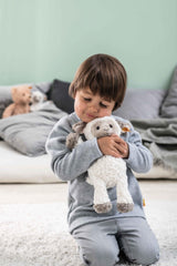 Steiff Lita Lamb embroidered face detail for gentle, expressive play.
