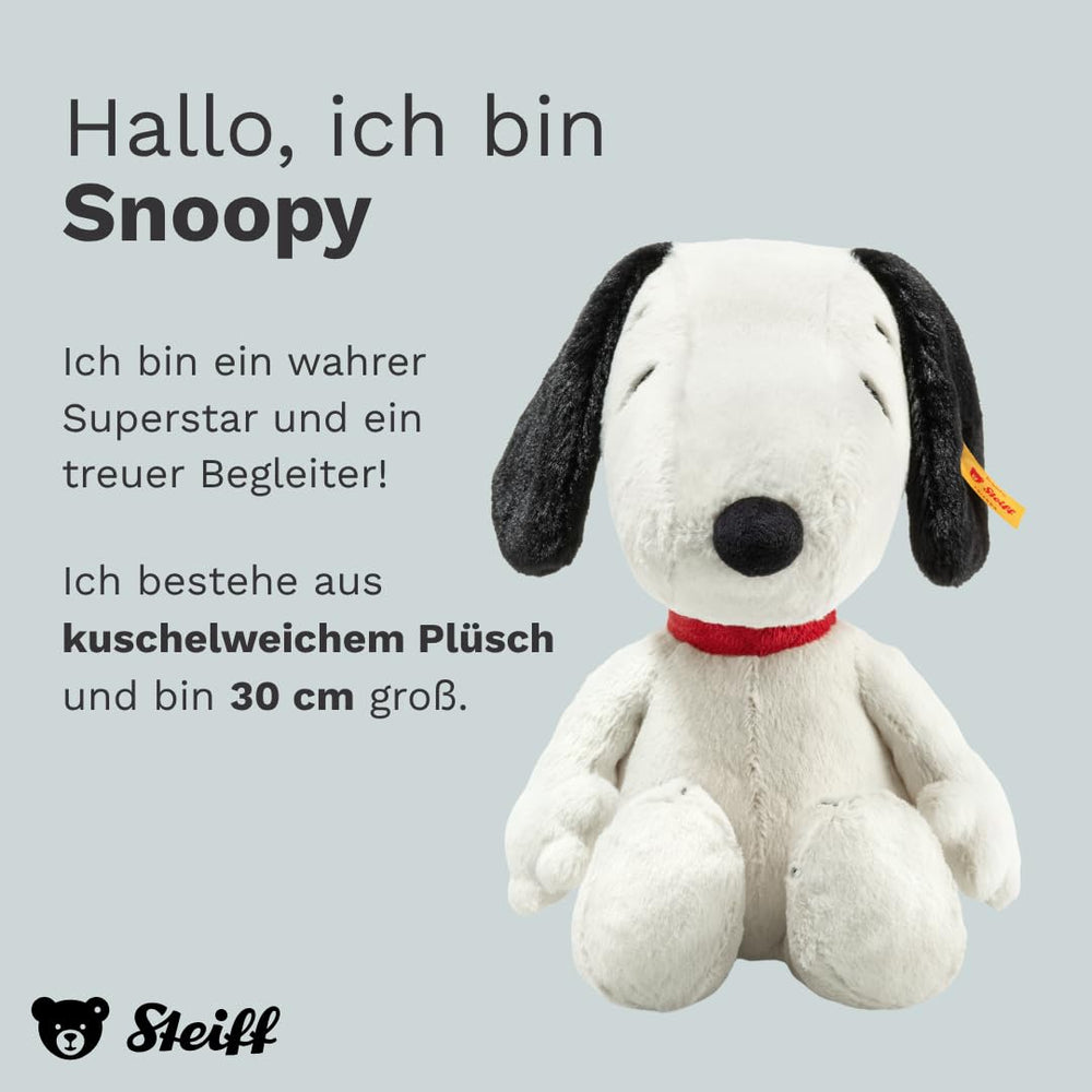 12-inch Steiff Snoopy plush designed for display or play.