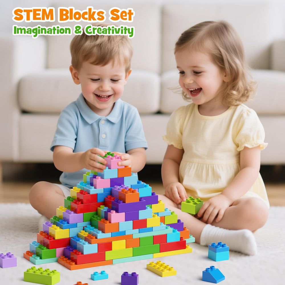 Colorful STEM MATCH blocks in varied shapes spark imaginative building.