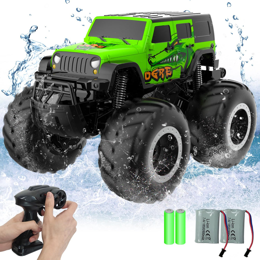 STEMTRON Amphibious RC Car on all-terrain surface, ready for sand, mud, and grass.