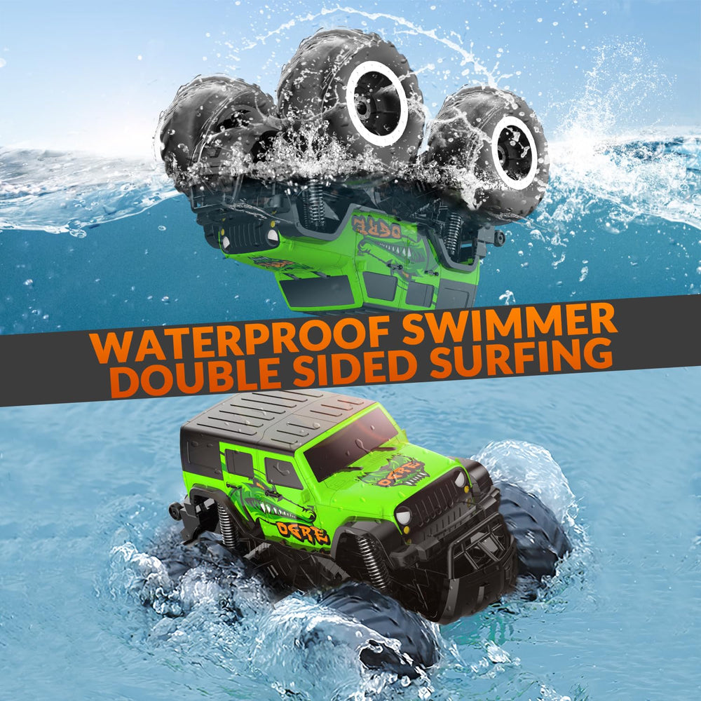 STEMTRON Amphibious RC Car with lithium battery delivers up to 25 minutes of fun.
