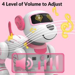 STEMTRON singing mode dog delivering children’s songs for learning.