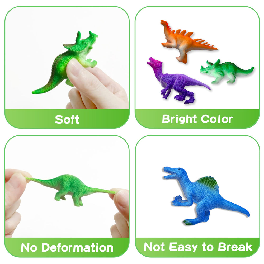Sterofari dinosaur party favors display color-changing toys for birthdays.