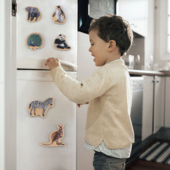 Steventoys colorful animal magnets highlighting tactile fun and color-shape learning