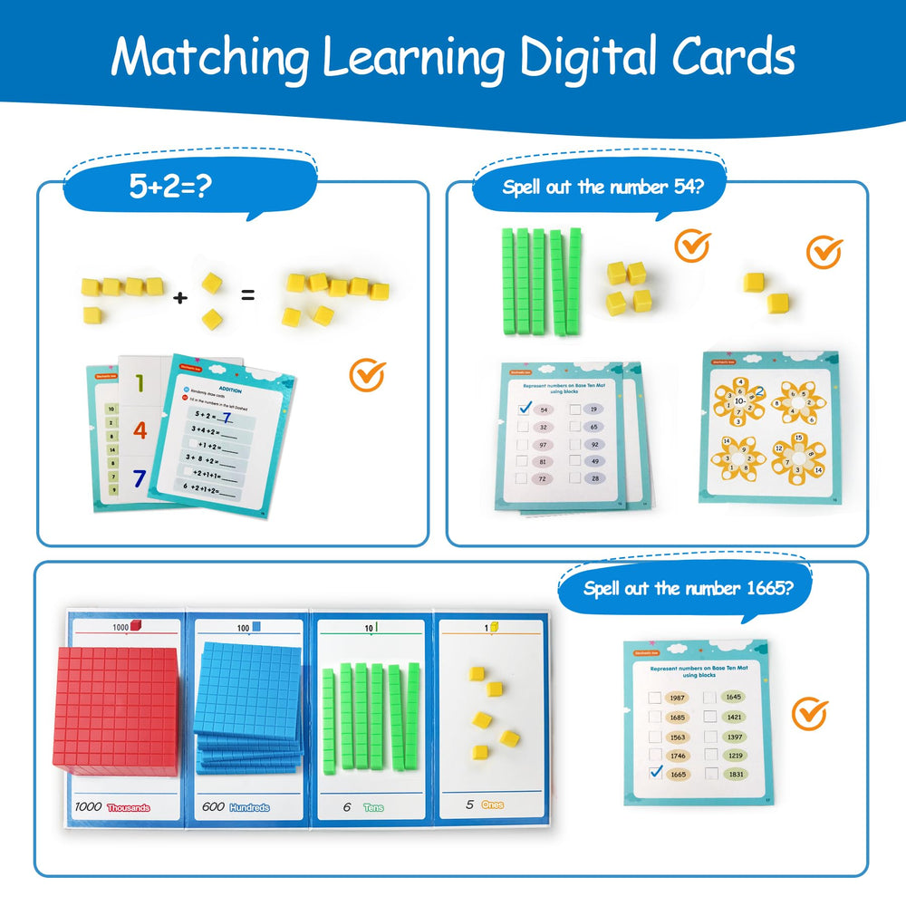 Stochastic Box tens rods support regrouping and counting practice.