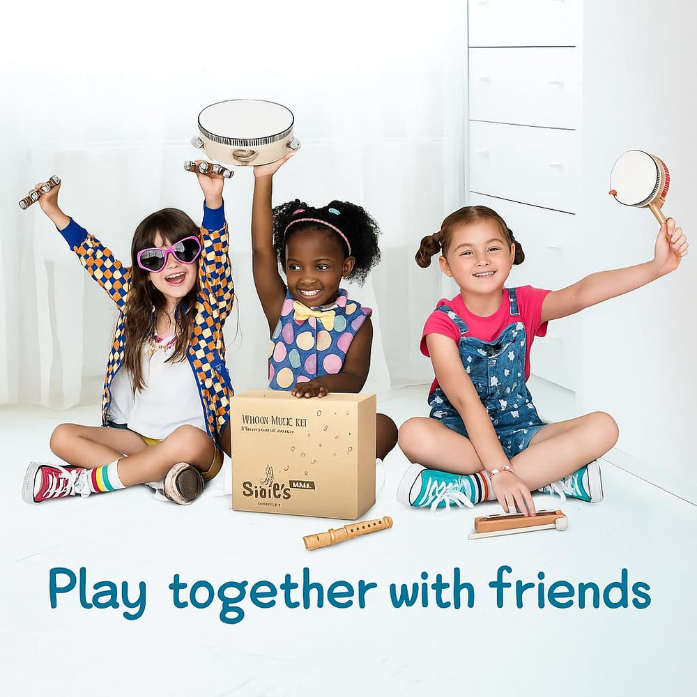 Stoie's wooden block with stick offers tactile rhythm practice during play.