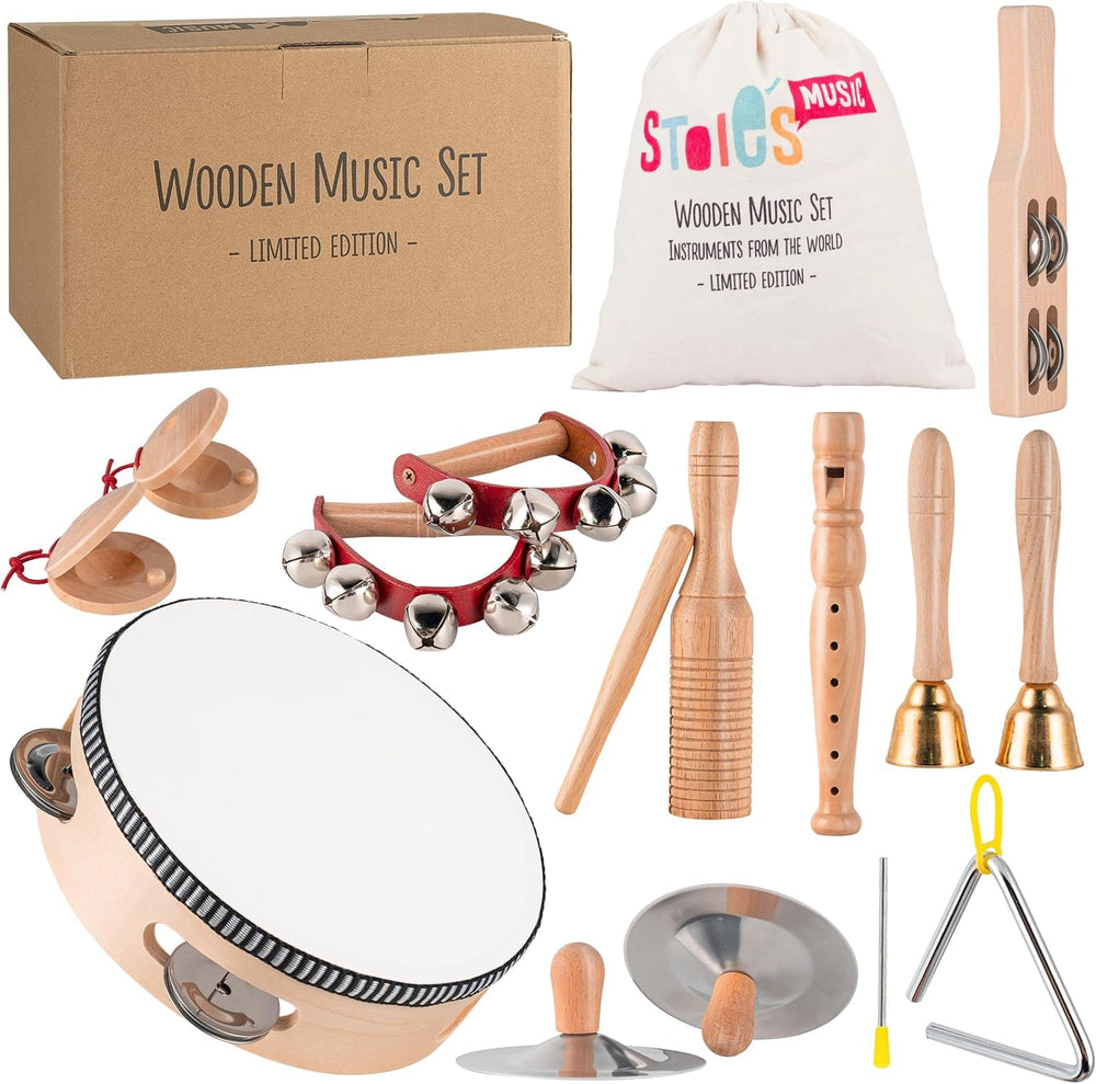 Stoie's tambourine close-up for toddler rhythm exploration