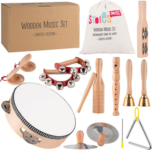 Stoie's tambourine close-up for toddler rhythm exploration
