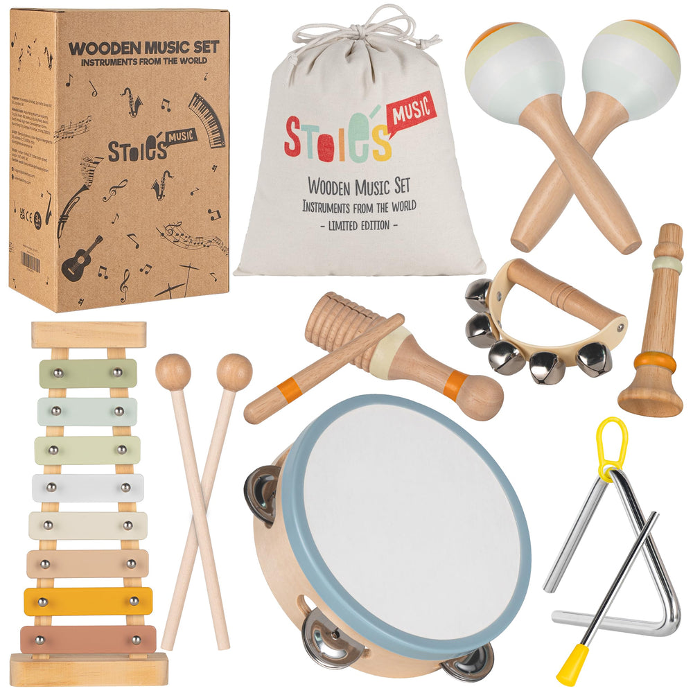Stoie's wooden toddler xylophone with 8 tones promotes early rhythm practice