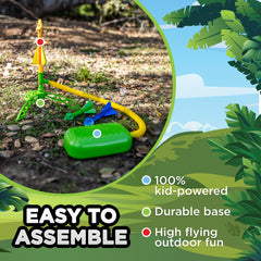 Kids assembling Dino-Soar rockets for immediate outdoor launches