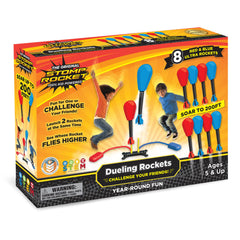Stomp Rocket Original dueling base in action for backyard competition