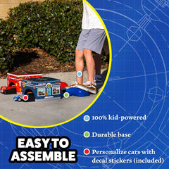 Stomp Rocket Rescue Racers easy assembly and kid-powered design